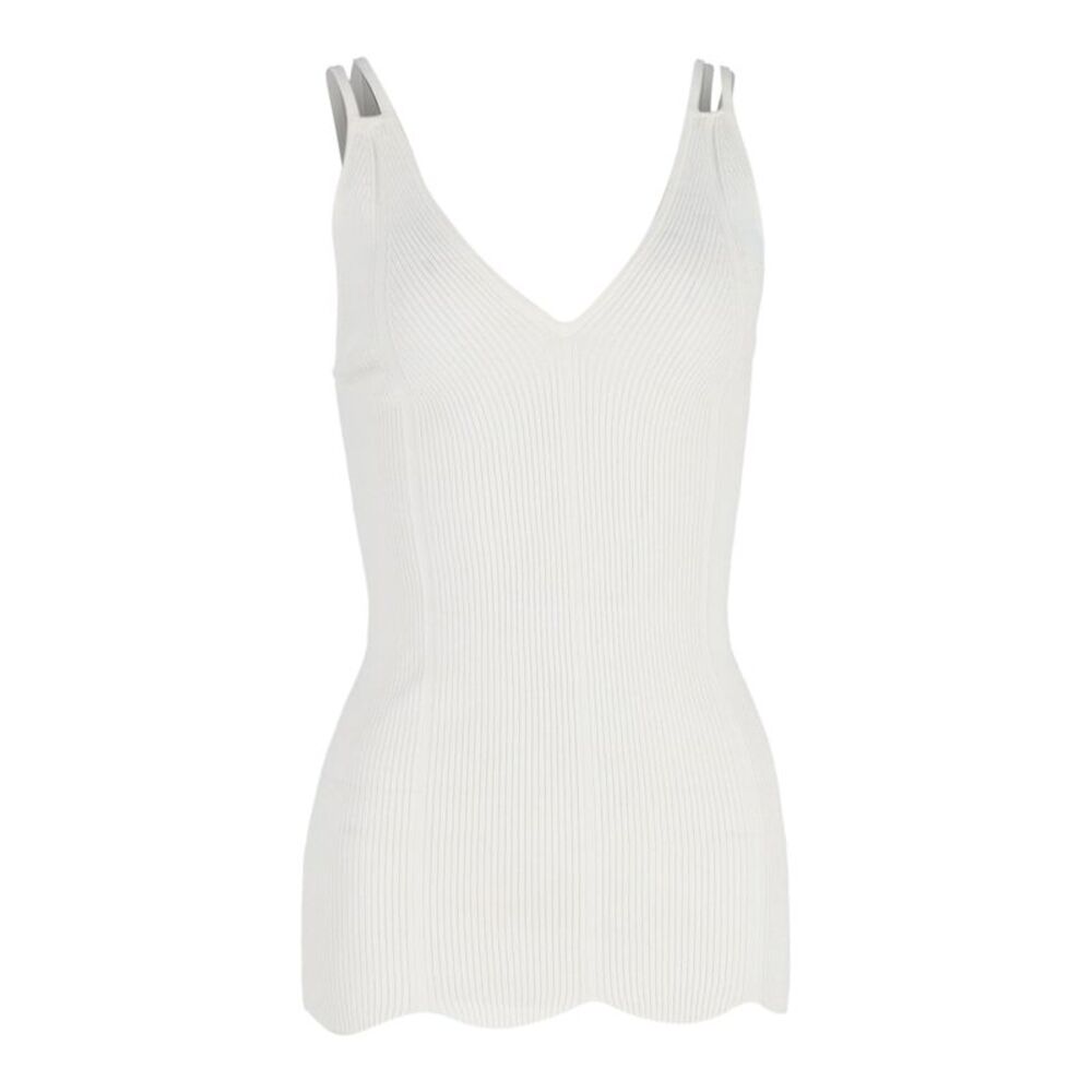 Sandro Knit Sleeveless Top in White Cotton